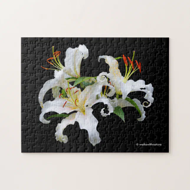 Elegant Casa Blanca White Oriental Lilies Jigsaw Puzzle