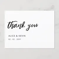 Simple Script Handwritten Wedding Thank You  Postcard