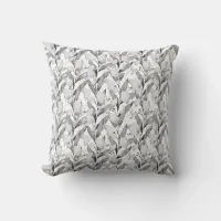 Romantic Tonal White Vines Watercolor Botanical Throw Pillow