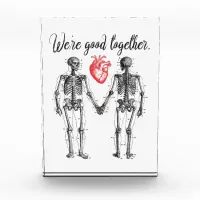 Skeletons Holding Hands and Heart Valentine Photo Block