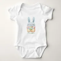 Adorable Watercolor Easter Bunny Baby Bodysuit