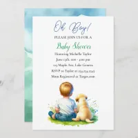 Oh Boy! A Baby and his Dog Baby Shower Invitation