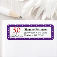 Elegant 50 & Fabulous 50th Birthday Purple Address Label