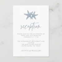 Beach Wedding Starfish Dusty Blue Reception Enclosure Card