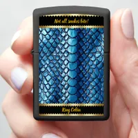 Glistening blue snakeskin in soft light zippo lighter