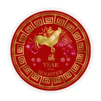 Chinese Zodiac Rooster Red/Gold ID542 Edible Frosting Rounds