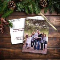 Happy Holidays Elegant Typography Family Photo Holiday Postcard