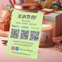 QR Code Payment | Venmo Paypal CashApp to Pay Logo Pedestal Sign