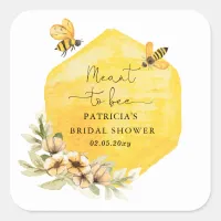 Meant To Bee Honeybee Floral Bridal Shower Square Sticker