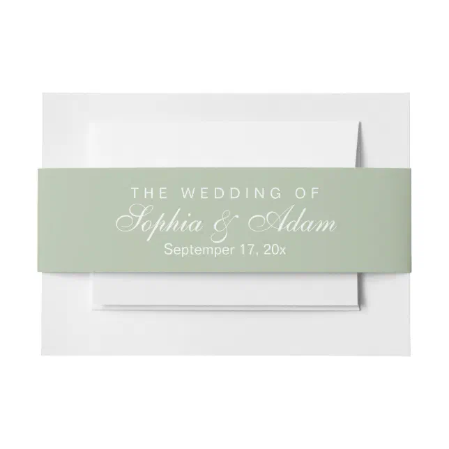 Rustic Watercolor Greenery Wedding Details Invitation Belly Band