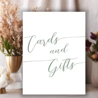 Green Simple Script Cards And Gifts Wedding Sign