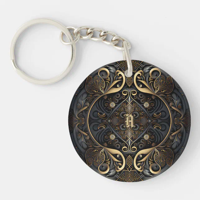 Medieval Ornament Letter  Keychain