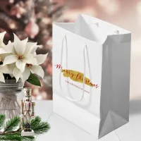 Stylish Chic Gold Foil Merry Christmas Medium Gift Bag