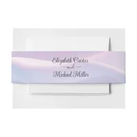 Whispers of Silk: Dreamy Pastel Waves Pink Blue  Invitation Belly Band