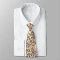 Coral Pink and Grey Ocean Reef Print Neck Tie