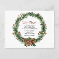 Pine cone Wreath We've Moved Holiday Announcement Postcard