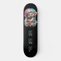 *~* Neon Hair Rainbow Troll AP89 Initial  Skateboard