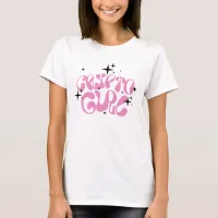 Crypto Girl Retro Pink Lettering on White T-Shirt