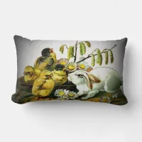 Vintage Easter White Rabbit and Baby Chicks, ZSSG Lumbar Pillow