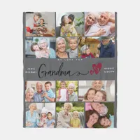 We Love You Grandma | Heart Photo Collage Fleece Blanket