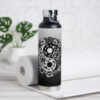 Pretty Black and White Floral Yin Yang Water Bottl Water Bottle