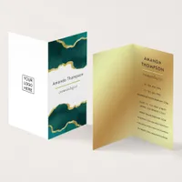 Teal and Gold Geode Agate Stone Business Card