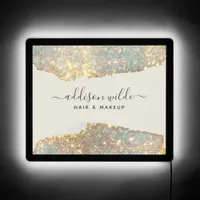 Holographic Signature Script Modern Glam Glitter LED Sign