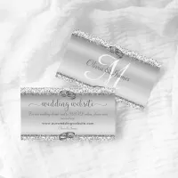 Silver Elegant  Monogram Wedding Website Enclosure Card