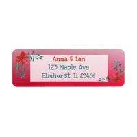 Pretty Red Flower and Blue Return Address Labels