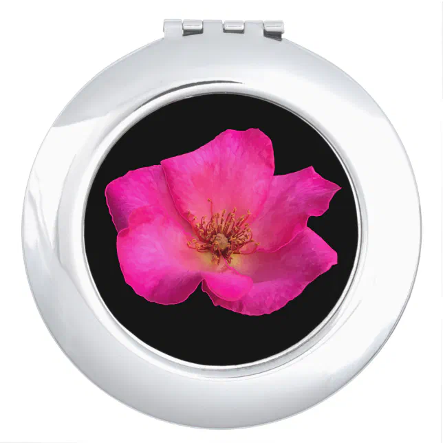 Felt pen pink rose compact mirror