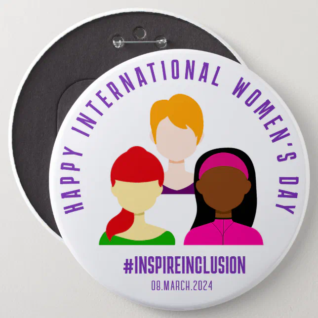 Elegant Faces International Women's Day March 8 Button