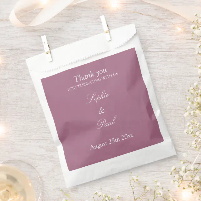 Elegant Mauve Wedding Thank You Favor Bags