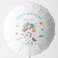 Funny Flying Unicorn Rainbow Colors 1st Birthday Balloon