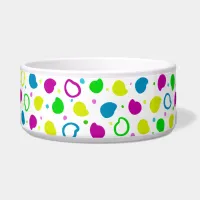 Colorful neon dots and shapes retro pattern bowl