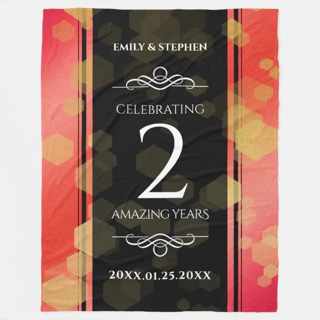 Elegant 2nd Garnet Wedding Anniversary Fleece Blanket