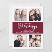 Christmas Blessings in Cranberry with White Dots Holiday Card