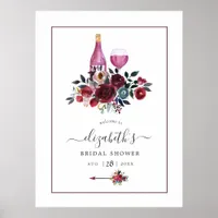 Boho Burgundy and Navy Wine Tasting Welcome Poster