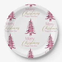 Red Pagoda Christmas Tree Pattern Paper Plate