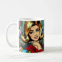 Retro Lady with Shopping Bags Personalized Coffee Mug