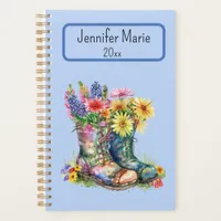 Flowers in Boots Personalize with Name, Year Planner