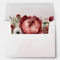 Elegant Boho Burgundy Blush Floral Wedding Envelope