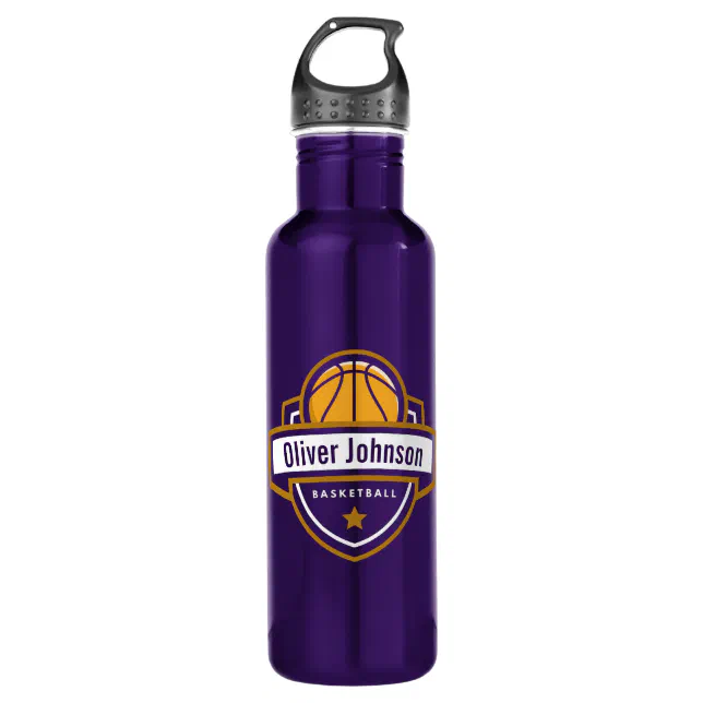 Basketball Sports Boys Purple Stainless Steel Water Bottle