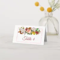 Blush Pink Rose Gold Rose Bouquet Table Card
