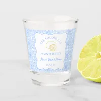 Main Squeeze Bridal Shower Lemon Blue Tile Shot Glass