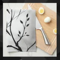 Simple Black and White Birds Perching in Trees |  Kitchen Towel