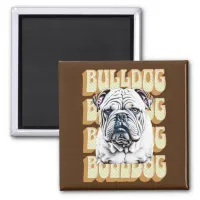 English Bulldog with Retro Font Magnet