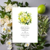 Cyber Lime Floral Wedding Invitation