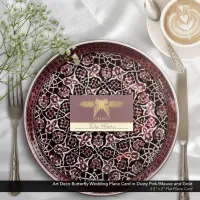 Art Deco Butterfly Wedding Antique Gold Pink Place Card