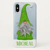 Personalized Whimsical Green Holiday Gnome iPhone X Case