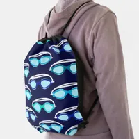 Kids Swimming Patterned Blue Drawstring Bag